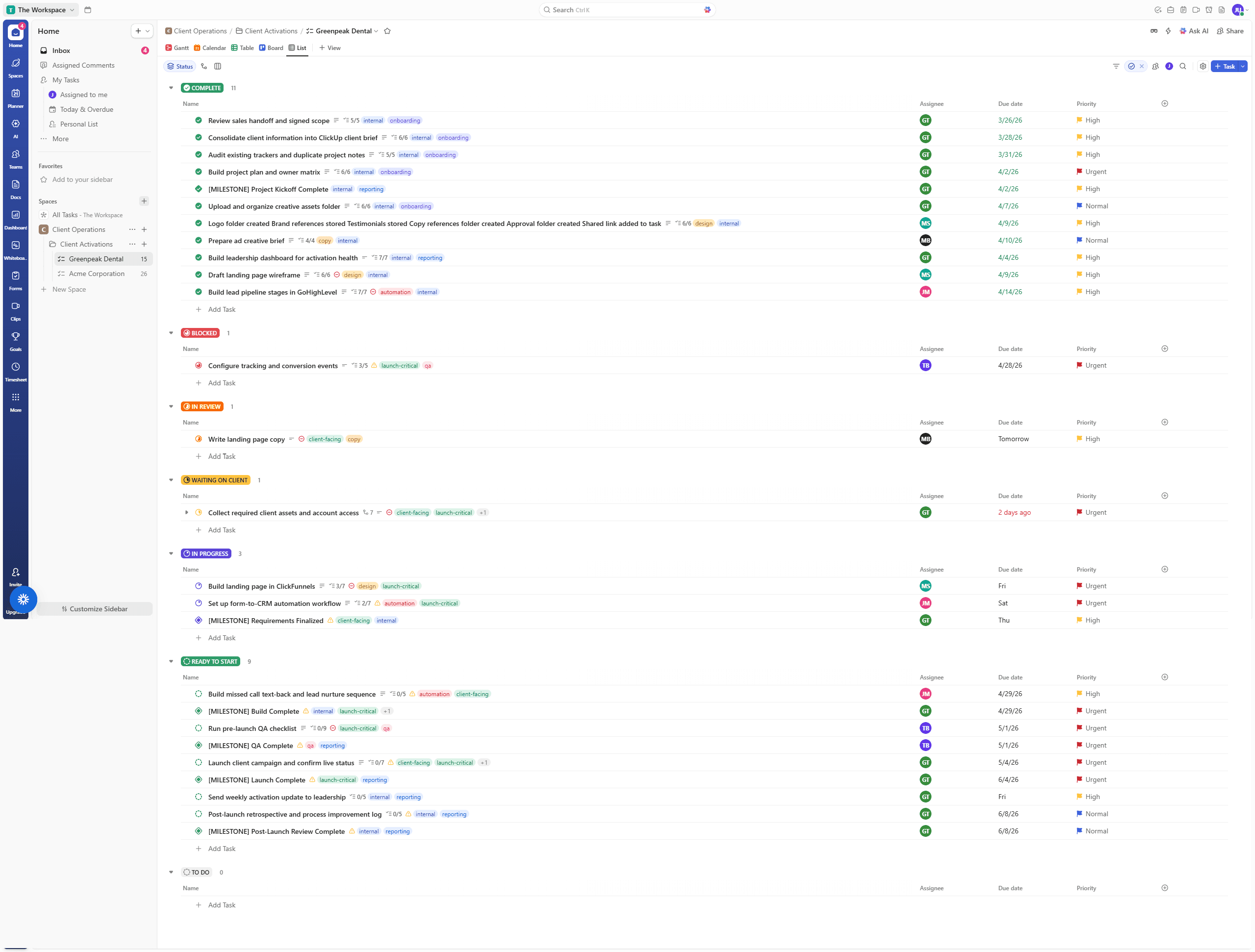 ClickUp Project Management Setup screenshot 1