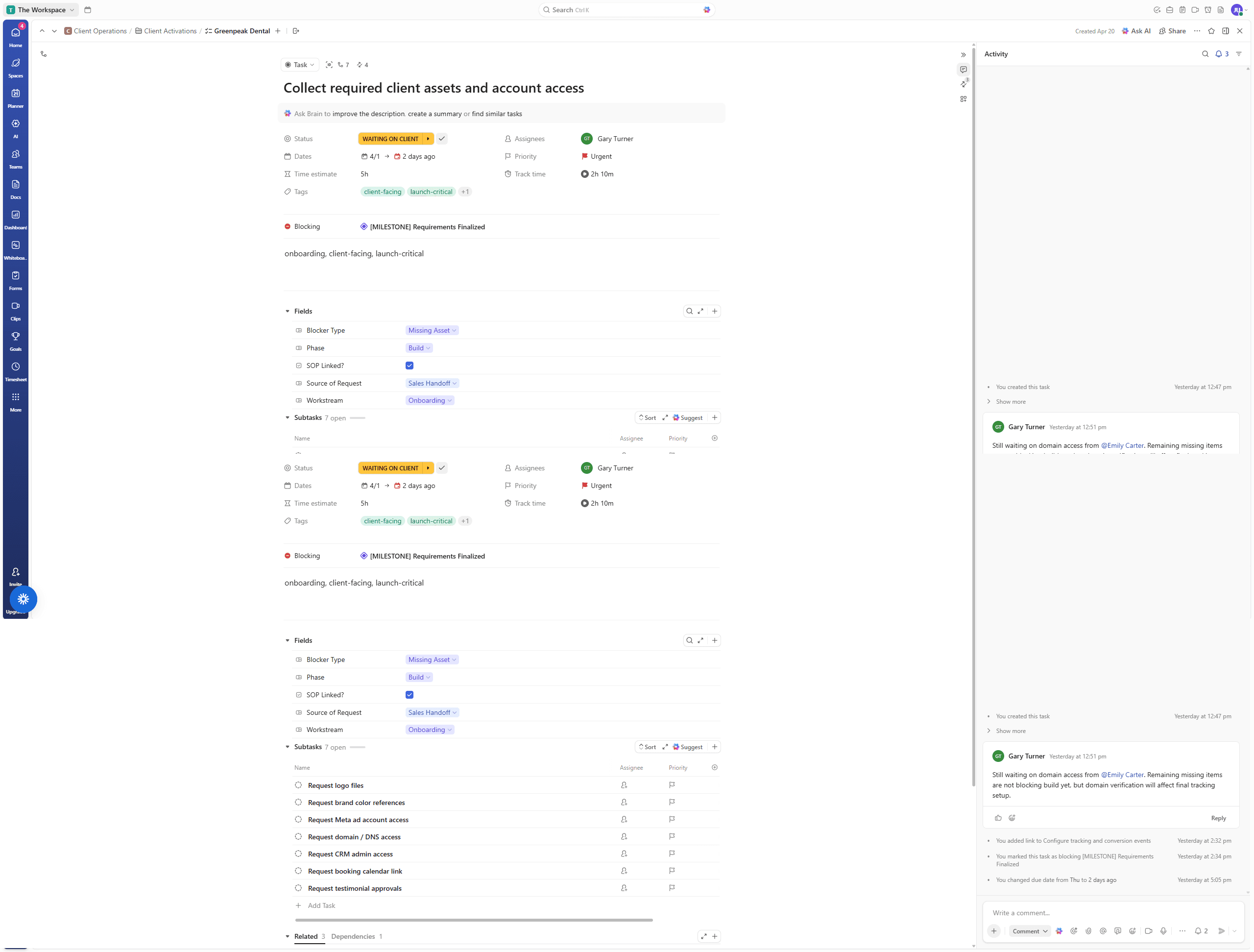 ClickUp Project Management Setup screenshot 2